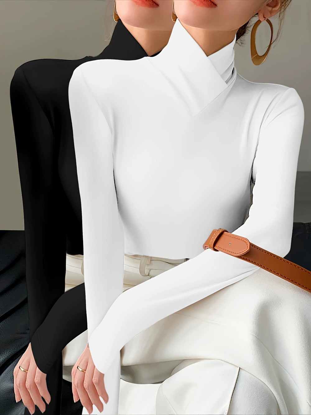 ZARA Designer High Neck Long Sleeve Layering Top Spring Autumn